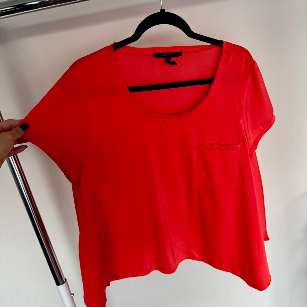 BCBGMaxAzria Vibrant Red Short Sleeve Top